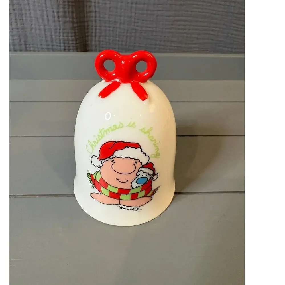 Vintage Ziggy Christmas Bell Ornament – Tom Wilson – Ceramic Holiday Decor